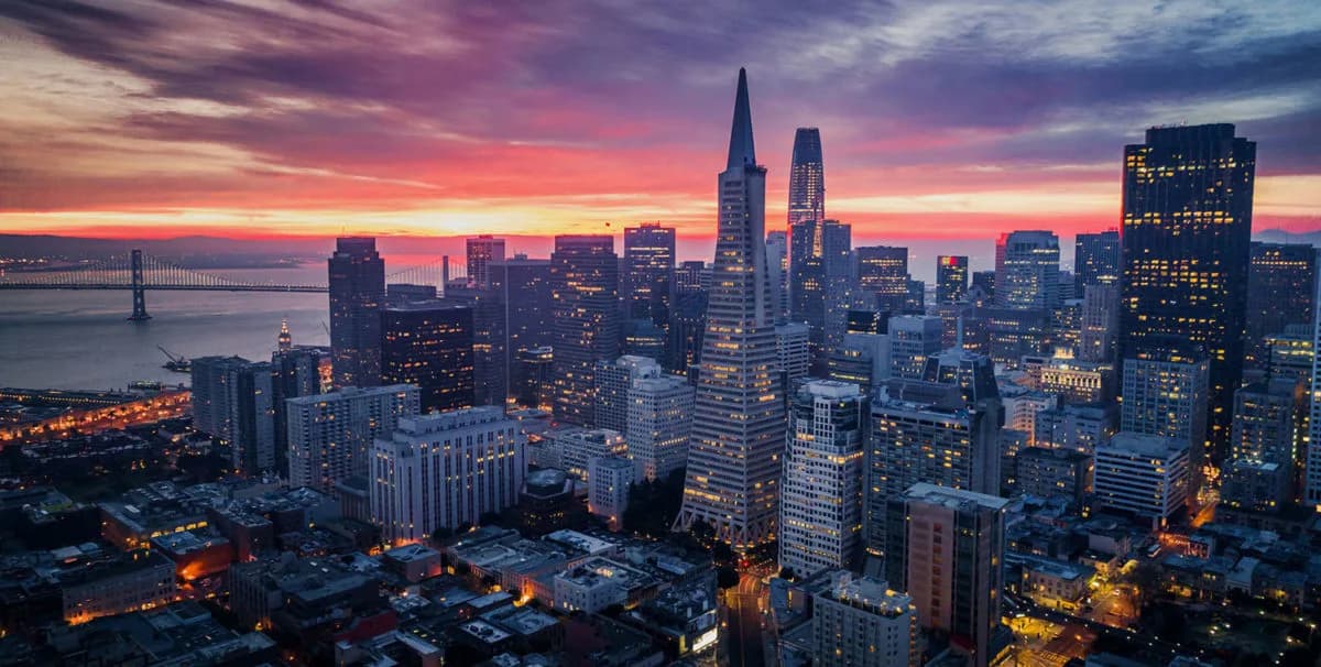 City skyline at night